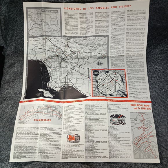 VTG Hollywood Movie Star Homes Sightseeing Map All Year Club California CA 1957 - Picture 2 of 16